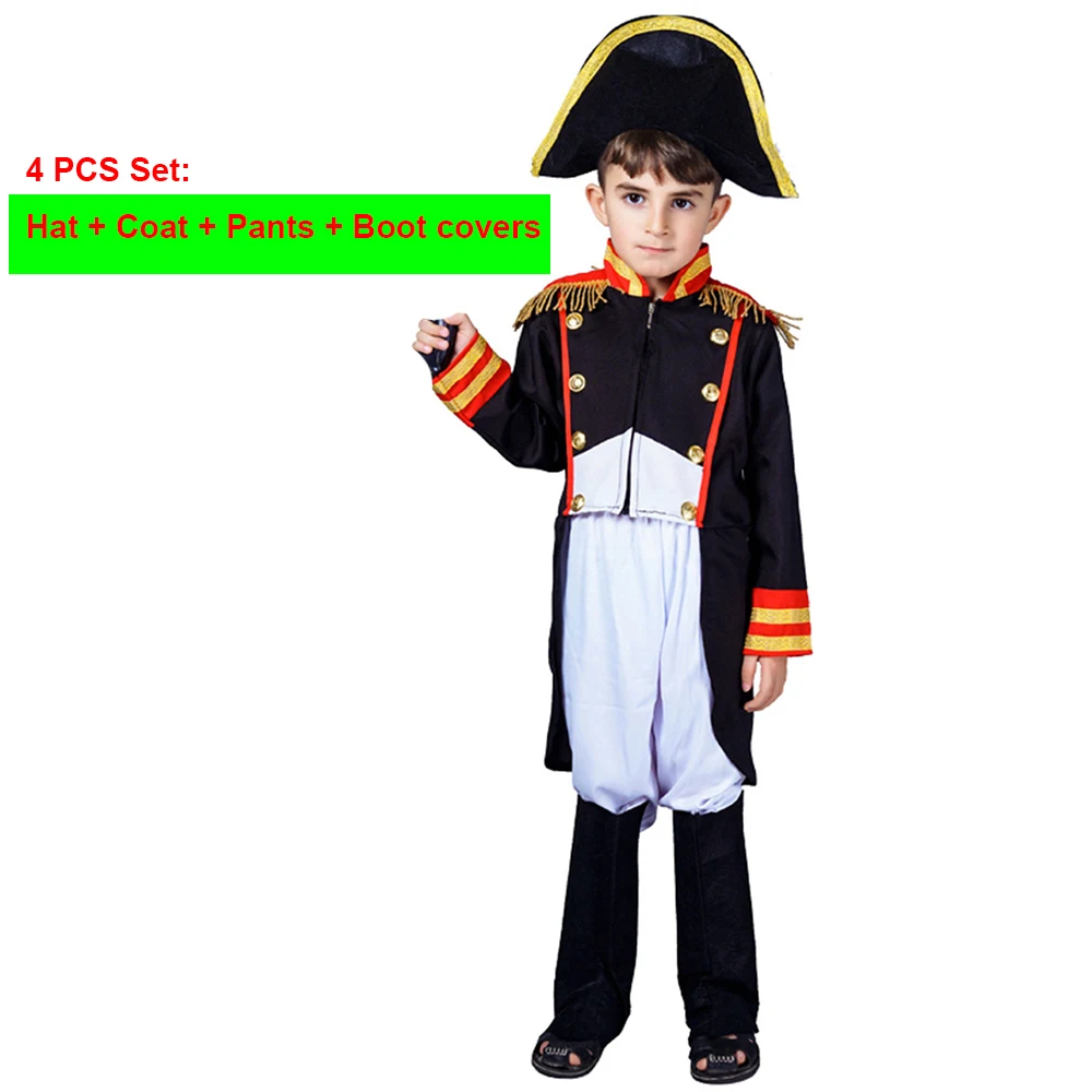 Deluxe Kids Halloween karnawał Cosplay Napoleon kostium dla chłopców General King Uniform dzieci Purim element ubioru stroje imprezowe