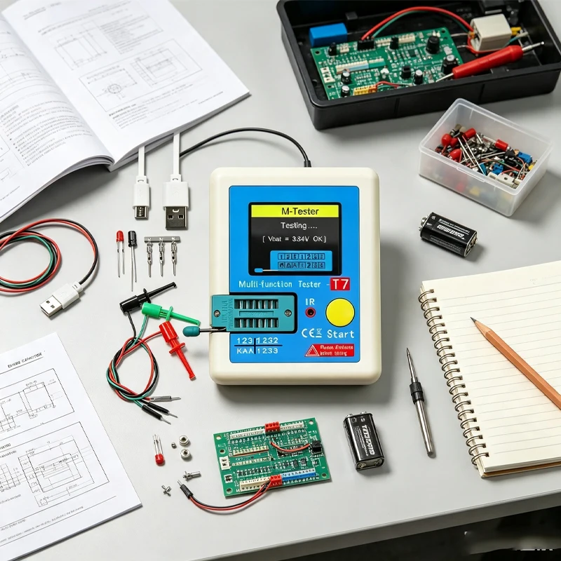 LCR‑T7 Multimeter Transistor Tester TFT Colorful Display For Diode Triode MOS/NPN/PNP Capacitor Resistor Transistor