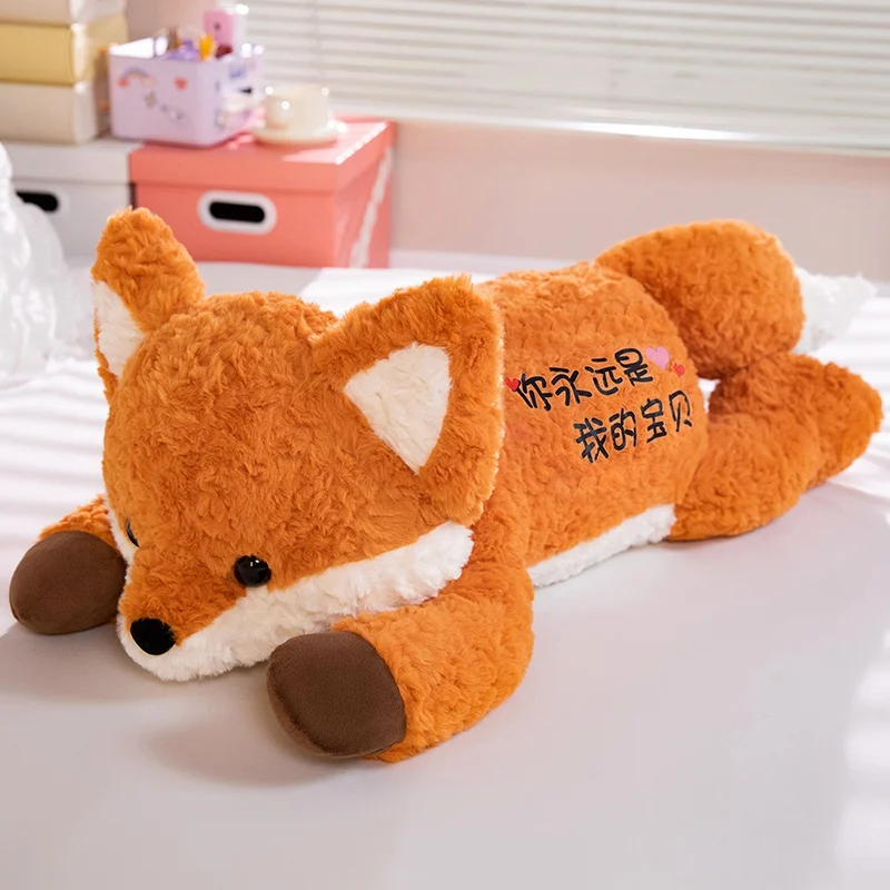 100 cm Grote Kawaii Vos Knuffels Cartoon Knuffeldier Leuke Zachte Knuffelige Baby Plushie Kussen Liggen Gevoelig Speelgoed voor Meisjes Gift Decor