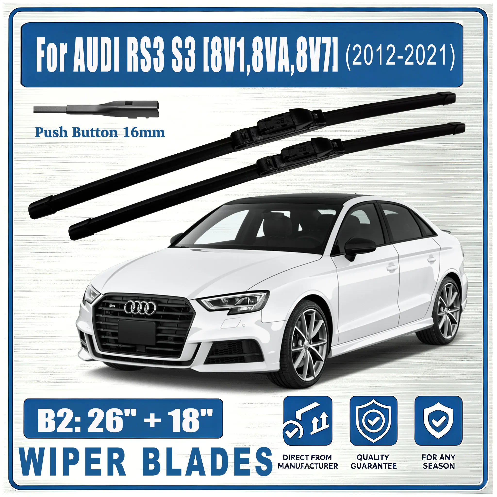 For AUDI RS3 S3 8V1,8VA,8V7 Sportback Cabrio 2012-2021 Front  26