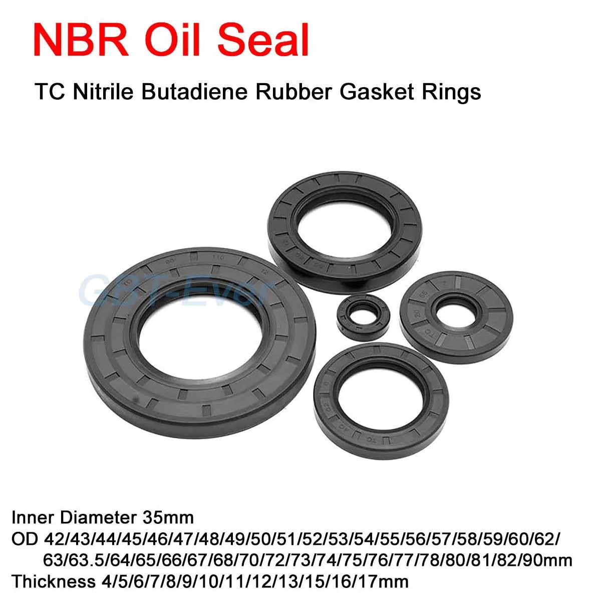 

1Pcs NBR Framework Oil Seal ID 35mm TC Nitrile Butadiene Rubber Gasket Rings Cover Double Lip with Spring OD 42-90mm THK 4-17mm