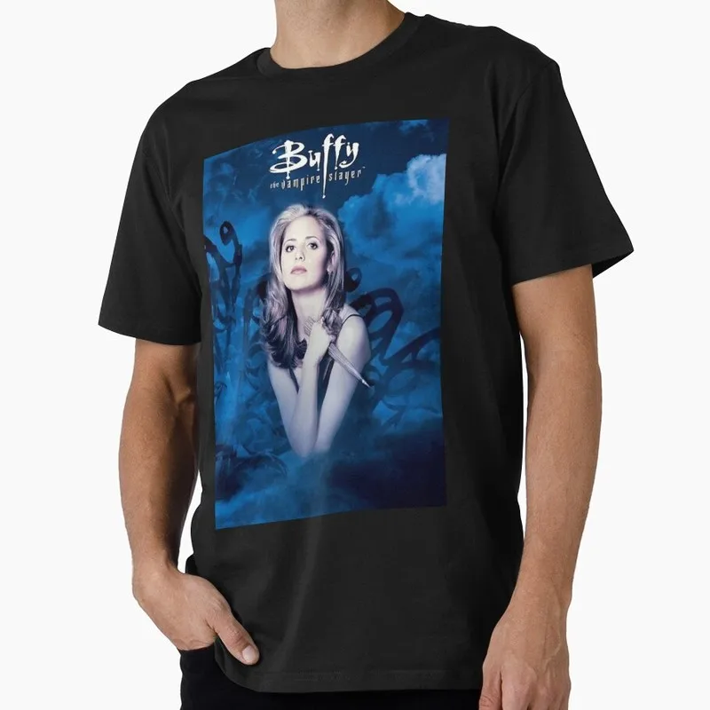 Buffy Inspired Graphic T-Shirt, 0811 Vintage Vampire Slayer Print Tee, Retro Horror Series Short Sleeve Casual Shirt US Size Top