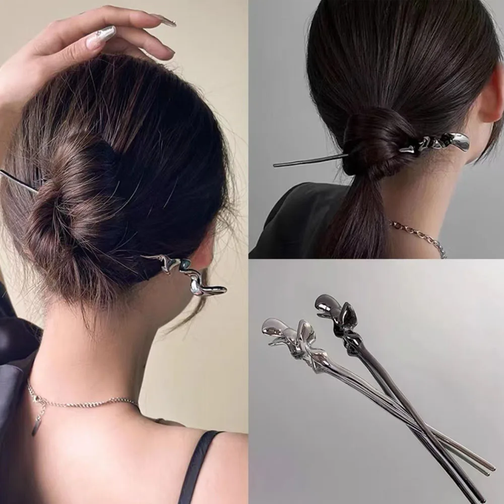 Palillo para el Cabello de Estilo Chino para Mujer, Palillos Metálicos Vintage para el Cabello Hanfu, Accesorios para el Cabello, Pinza para el Cabello de San Valentín