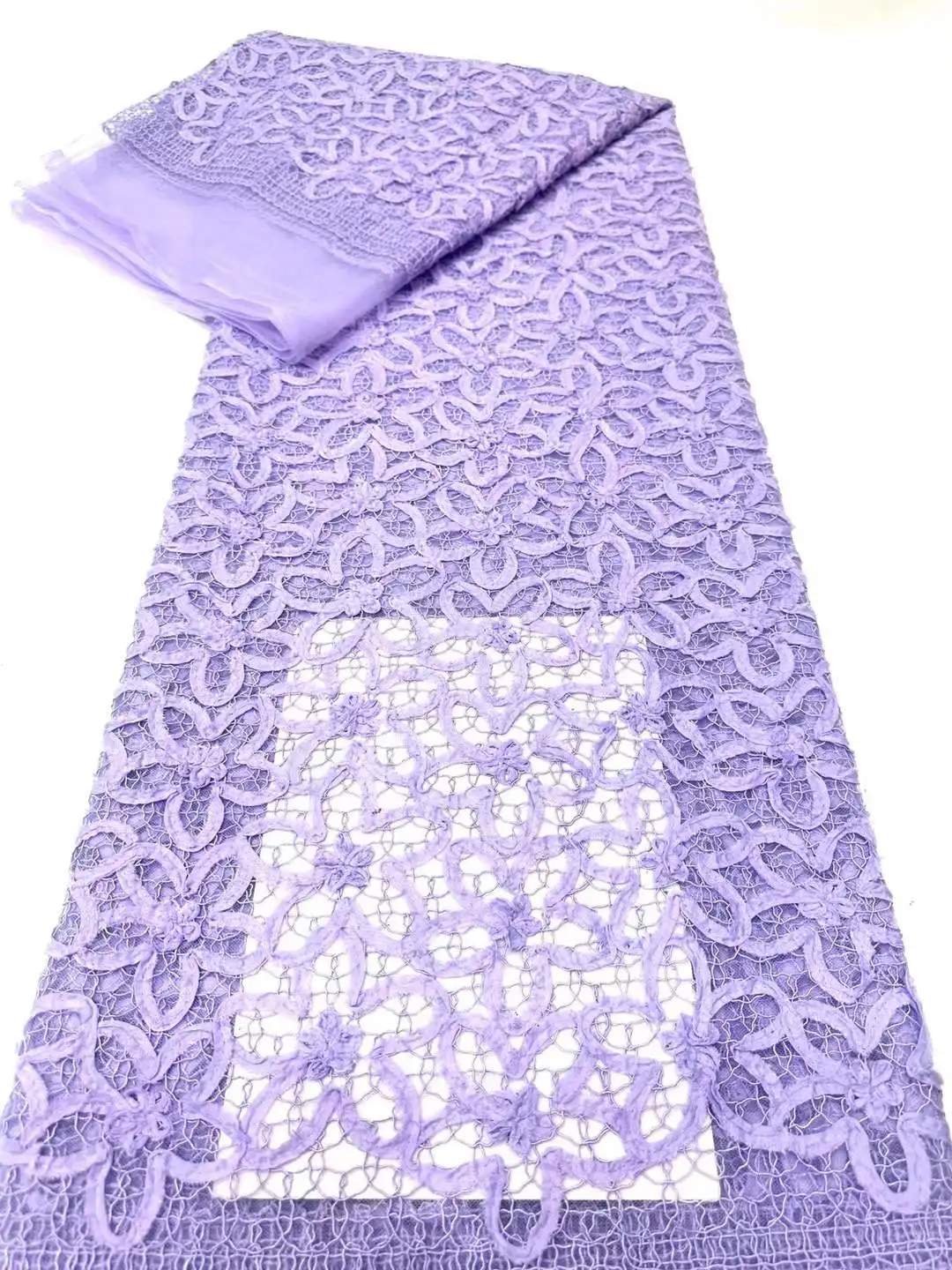 

Nigerian Water Soluble French Lace Fabric With Sequins 2026 High Quality Mesh Embroidery Cord Fabric For Party Dress