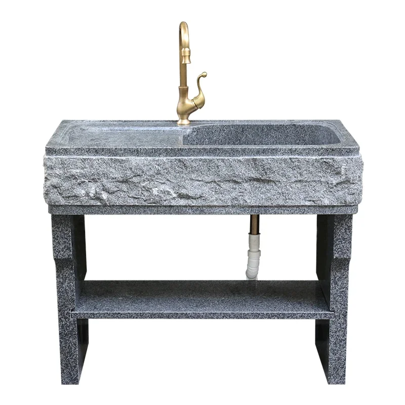 

Natural Granite Laundry Tub with Washboard Integrated Marble Wash Basin Courtyard Stone Washing Basin Household Outdoor