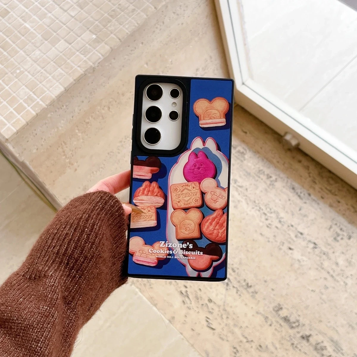 Чехол Cookie Cat с зеркальной поверхностью и черной рамкой для Samsung Galaxy S25 + Plus S24 S23 Ultra S25U