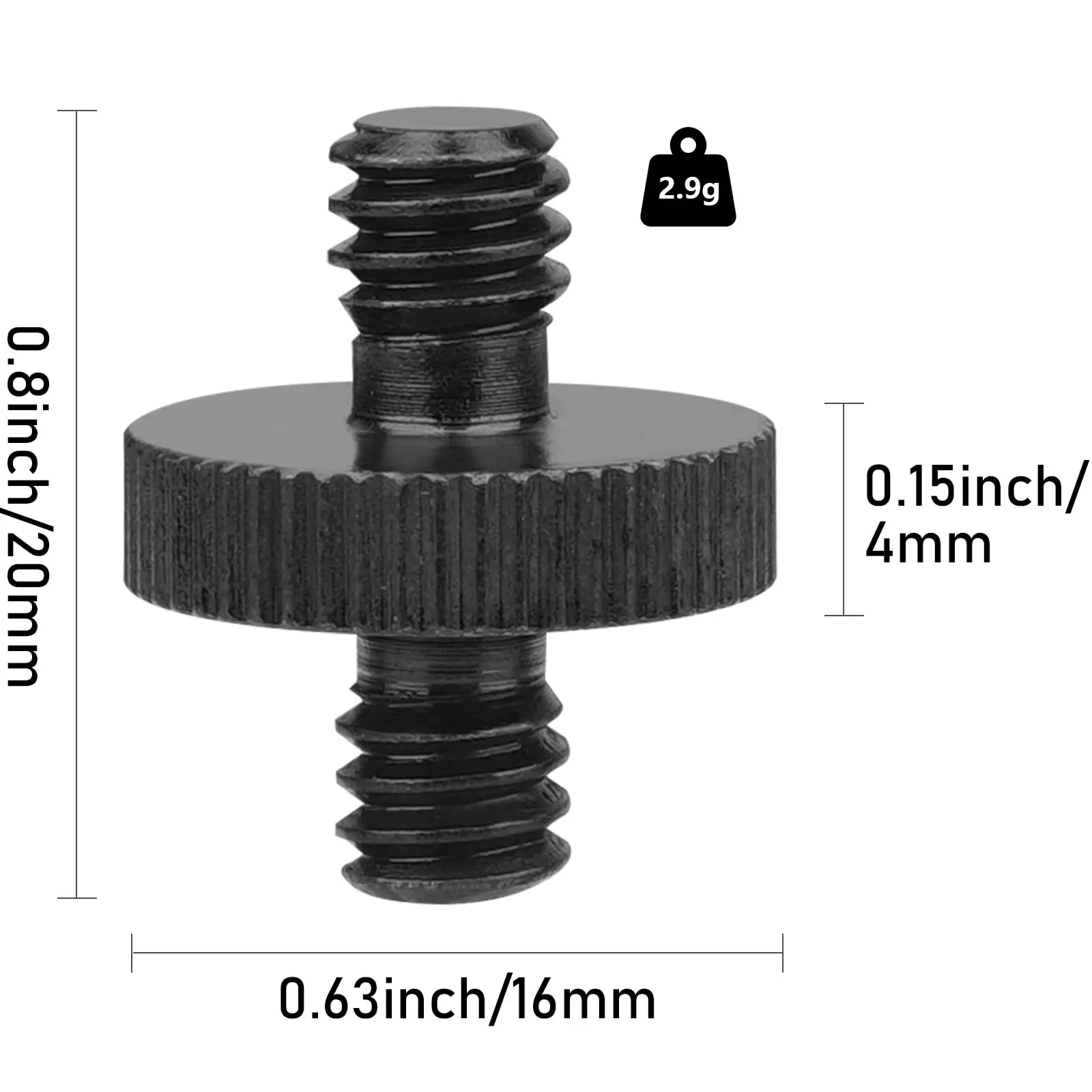 Adaptador de metal roscado com parafuso duplo macho, tripé, acessórios para câmera, suportes, 1,4 "macho para 1,4"