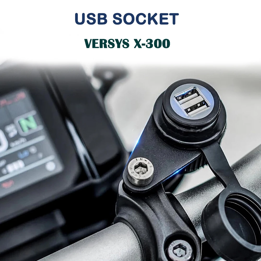 

For Kawasaki VERSYS X-300 NEW Motorcycle Modify 12V Double USB Charger Adapter Mount