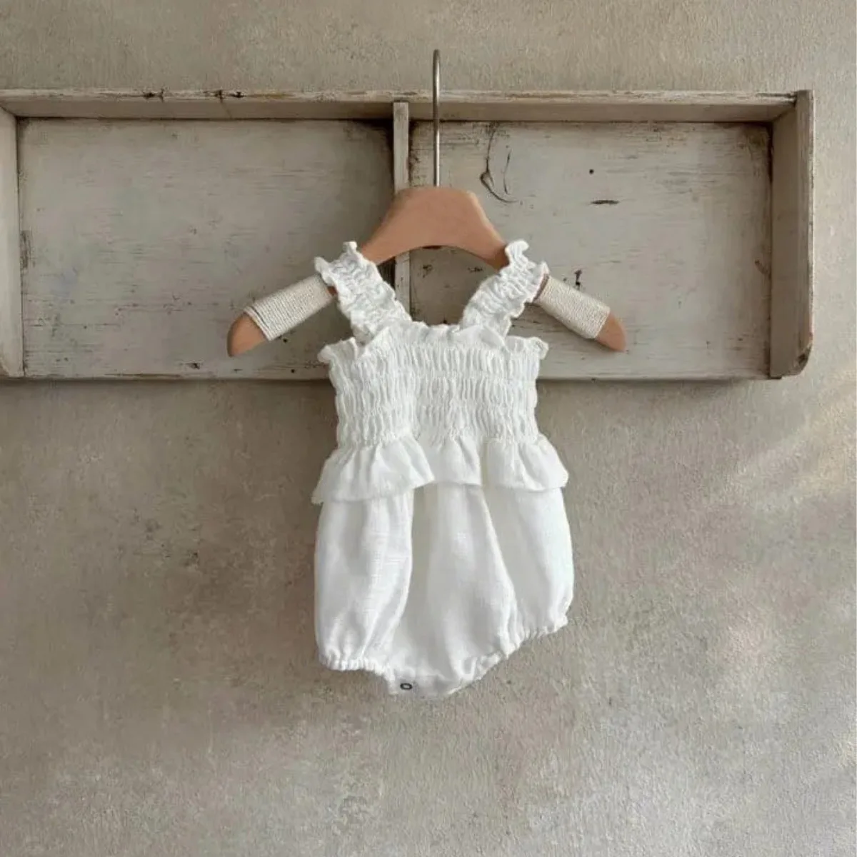 Newborn Clothes Summer Baby Girl Solid Color Lotus Leaf Edge Sling Princess Fart Coat One-piece Climbing Suit Romper