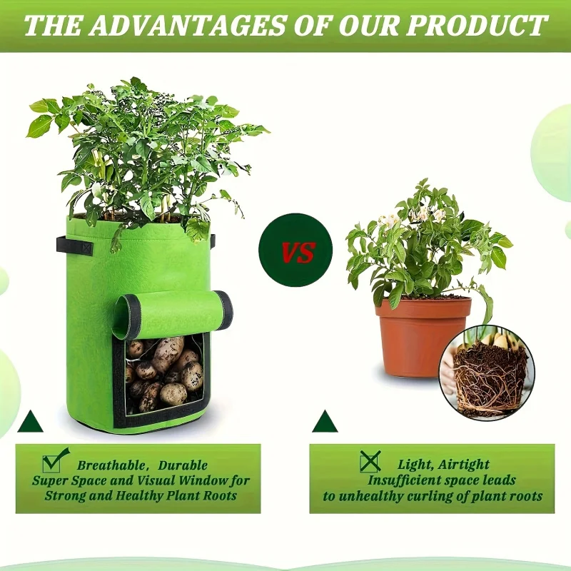 1pc Round Non-Woven Planting Bag, 7-10 Gallon Large Capacity, Lightweight Garden Pot for Sweet Potato, Vegetable