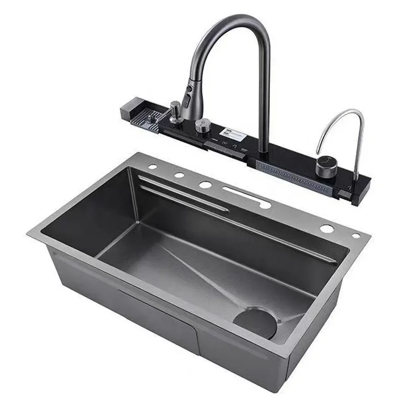 304 stainless steel smart sink large single sink dishwashing vegetable basin household multi-functional washing