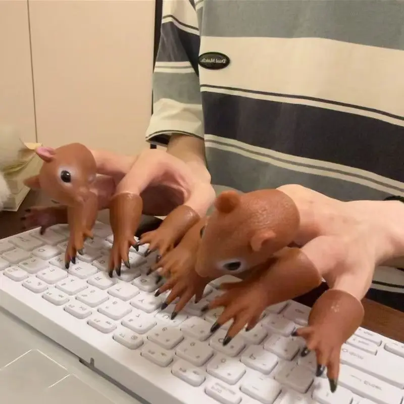 Cute Squirrel Finger Puppet, Funny Creative Hand Toy for Kids Adults, Interactive Prank Stress Relief Gift for Office Typing view 5