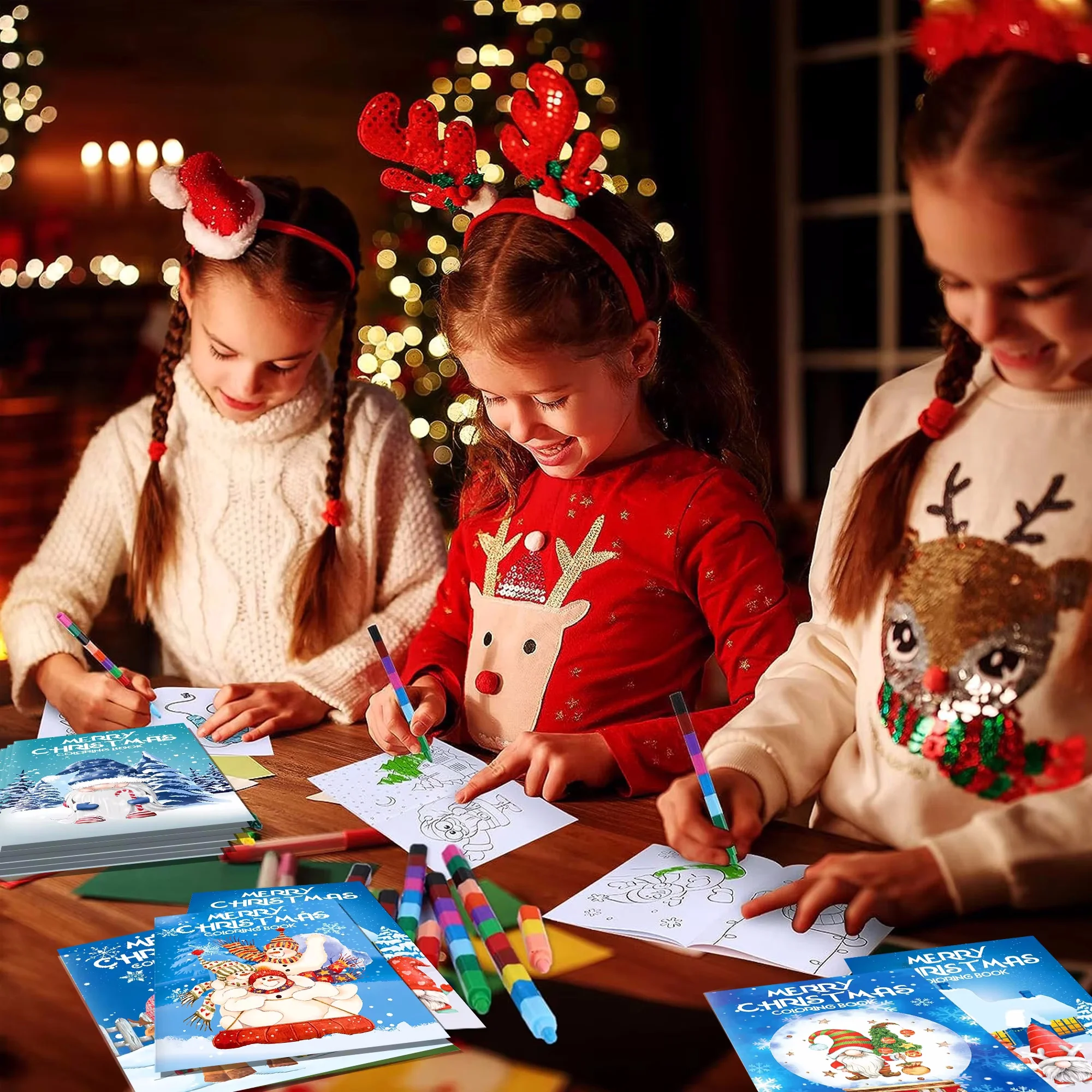 16pcs Cartoon Christmas Tree Snowman Deer Graffiti Drawing Painting Books DIY Coloring Picture Book Birthday Party Gifts
