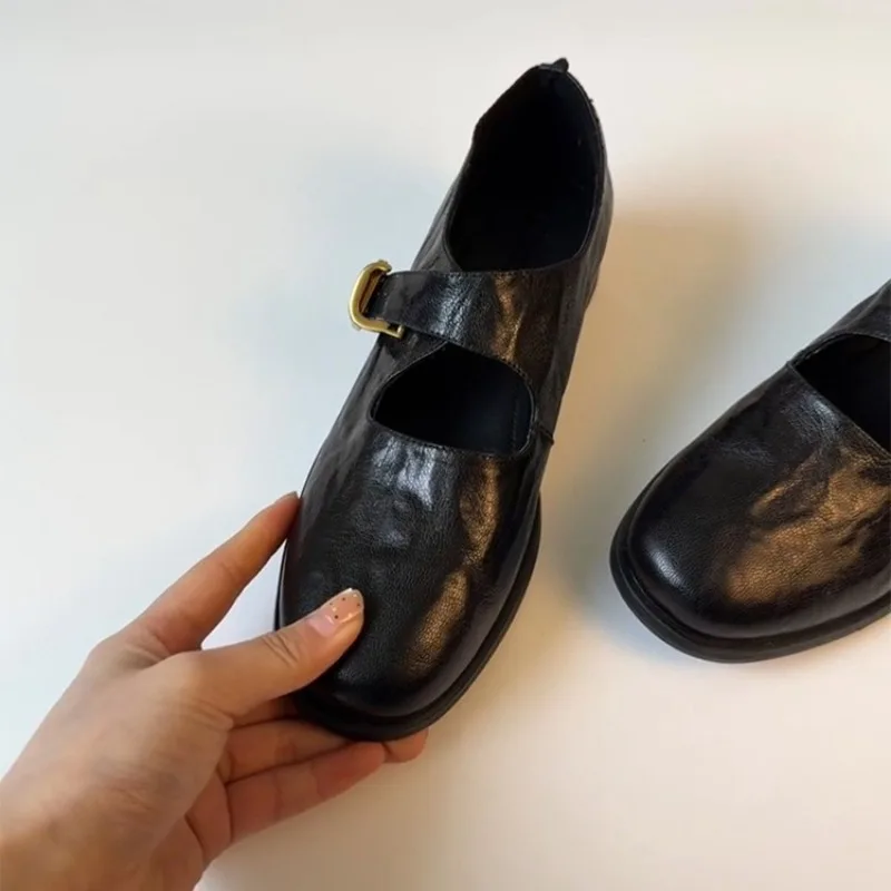 Black Split Toe Mary Jane Shoes Cross Lace Strap Vintage Leather Flat Shoes Gothic Japanese Street Casual Shoes Zapatos De Mujer