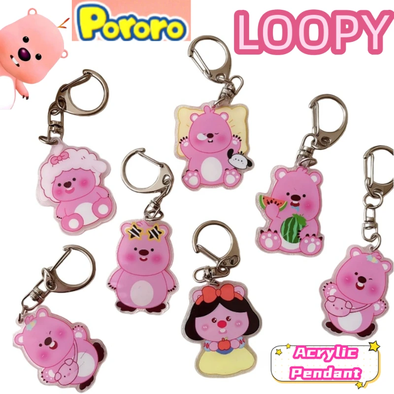 

New Loopy Student Schoolbag Cartoon Cute Pendant Decorations Personalized Creative Acrylic Keychain Double-sided Transparent