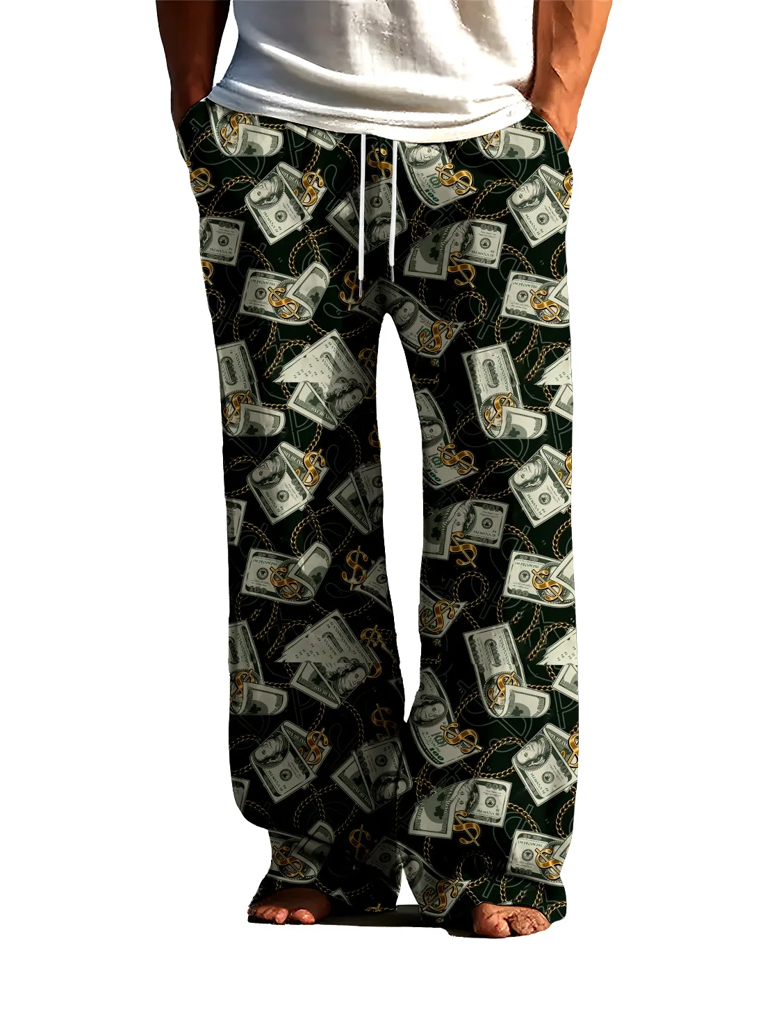 

Мужские весенне-осенние брюки с 3D цифровым принтом, уличные модные брюки с узором USD, тонкие быстросохнущие не выцветающие повседневные брюки