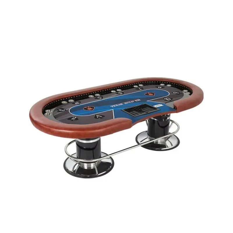 Professional Texas Holdem Poker Table with Brown Armrests USB Ports and Removable Desktop for Custom Club Use