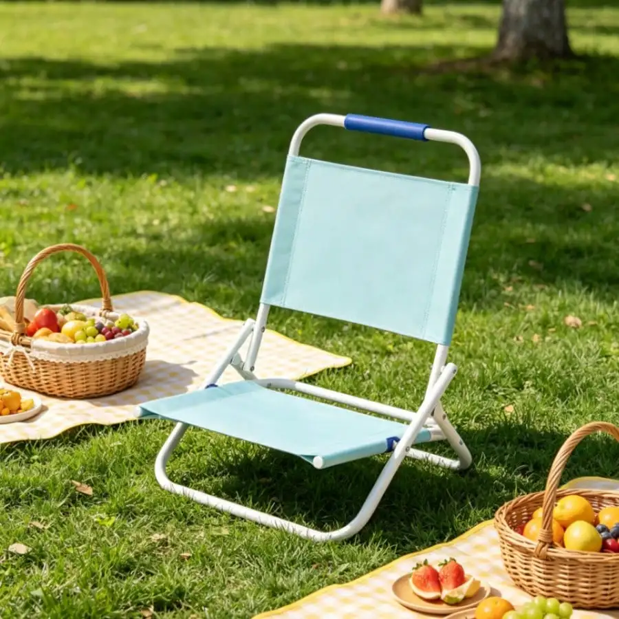 

Teal Foldable Beach Chair Portable Lightweight Outdoor Leisure Chair For Picnic Camping Travel