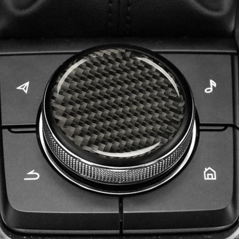2Pcs Car Real Volume Button Cover Trim For Mazda 3 2020-2023 Auto Styling Carbon Fiber Car Accesories Interior Decoration