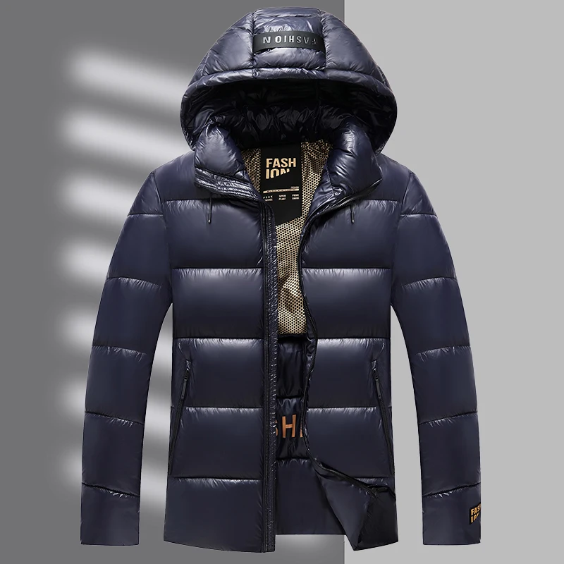 سترة شتوية للرجال لعام 2025 عالية الجودة من القطن باللون الأسود مع قبعة قابلة للفصل، سترة قطنية عصرية وغير رسمية متعددة الاستخدامات #2