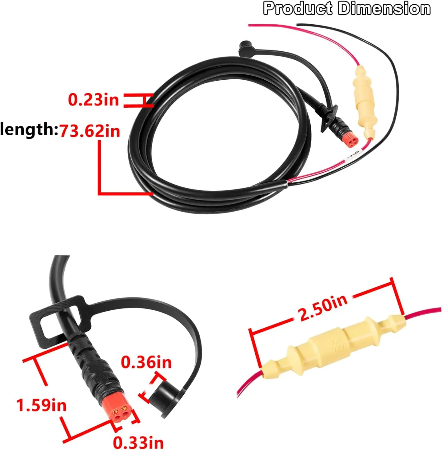 Replace for Garmin 010-11678-10 Echo Series Power Cable 6 ft. (1-4/5 m) 4-Pin Power Cord Fit for Echo 100, 101, 150, 151, 151dv