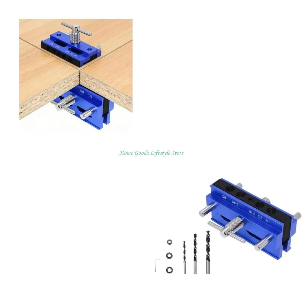 

E74E Hole Alignment Tool SelfCentering Dowel Jig With Calibrated Scale &Reinforced Alloy Body For Carpentry Perfections