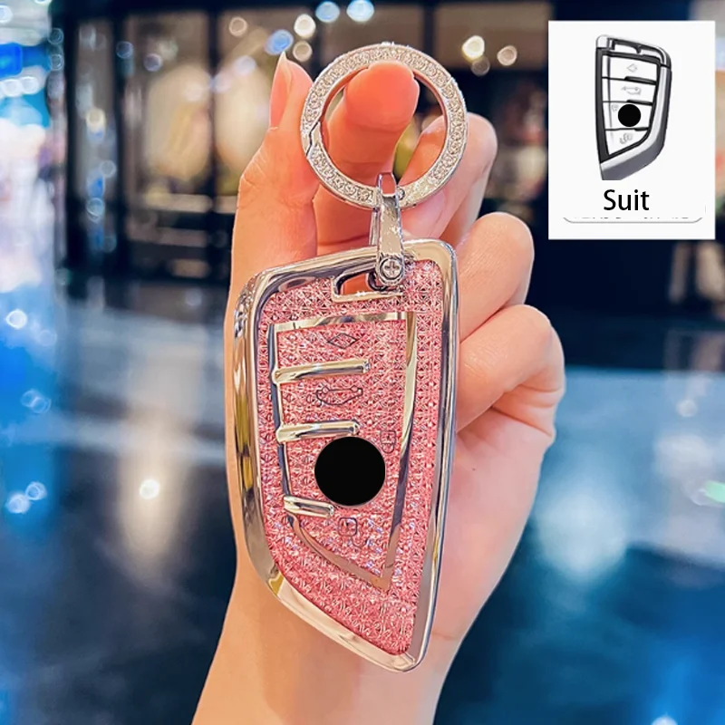 Diamond Pink Style Fob for BMW 1 3 5 7 Series X1 X3 X5 X7 F10 F15 F16 F20 F21 F30 F31 F32 F34 G01 G02 G20 M3 Car Key Case Cover - view 4