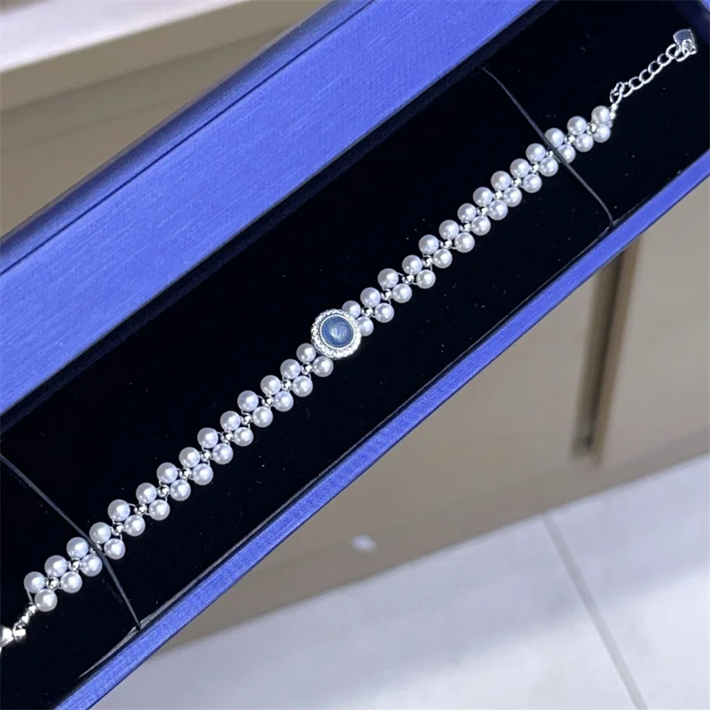 

Vintage Style 4-5mm Round Freshwater Pearl Bracelet for Women 925 Sterling Silver Double Layer Adjustable Bracelet Fine Jewelry