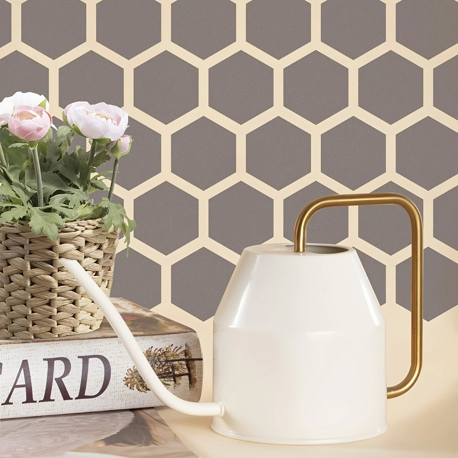 استنسل على شكل قرص العسل مقاس 30 × 45 سم - قالب رسم هندسي PET للجدار والبلاط DIY