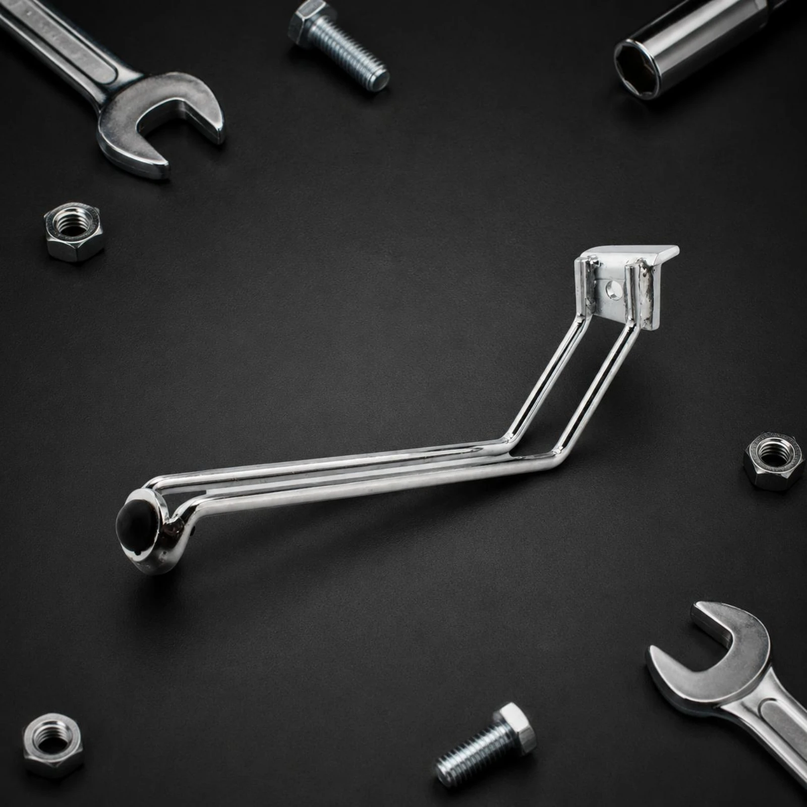 

Side Stand Extension Chrome-Plated Side Stand Bracket Kickstand Extension Bracket Iron Kickstand Foot Pad Cylindrical Arm