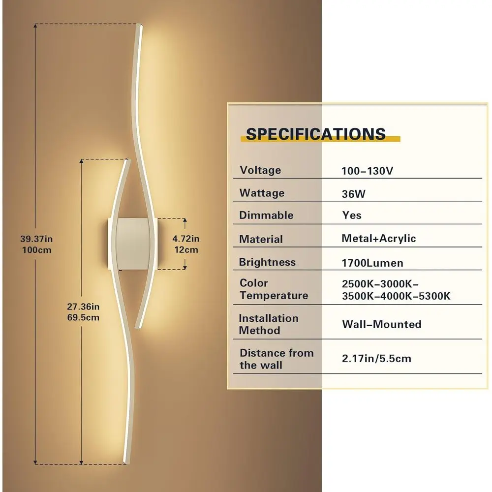 Современный светодиодный светильник для туалетного столика с регулируемой яркостью 5CCT, светильник для ванной комнаты из матового никеля 39,37 дюйма над зеркалом
