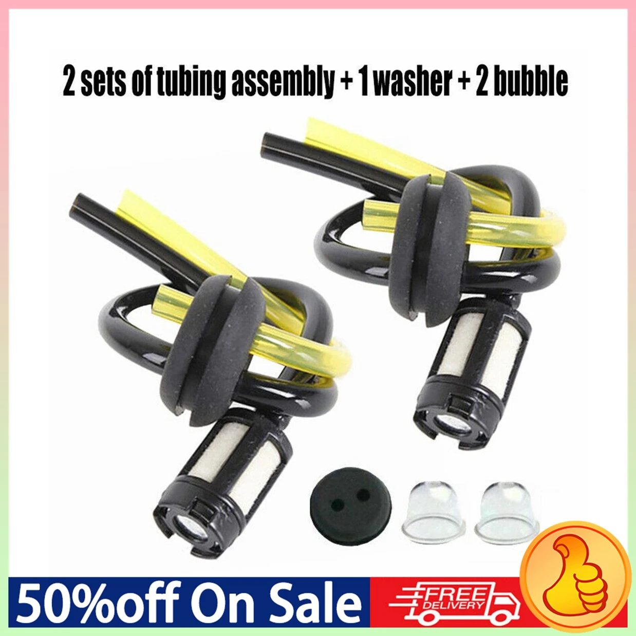 2Sets Fuel Filter Pipes Fuel Hose Seal Brushcutter Hedge For Strimmer Trimmer Brush Cutter Rubber Grommet Seal Primer Bulb