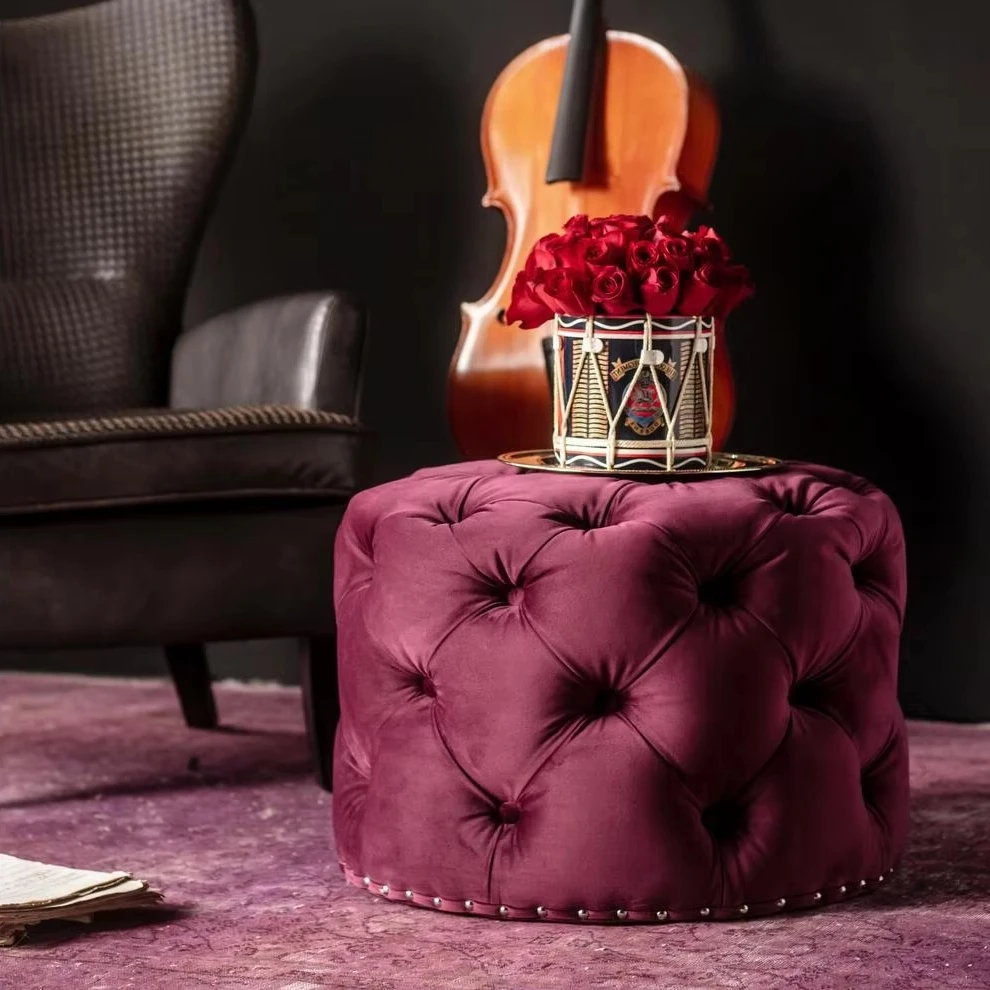 New furniture button swan flannel round footstool