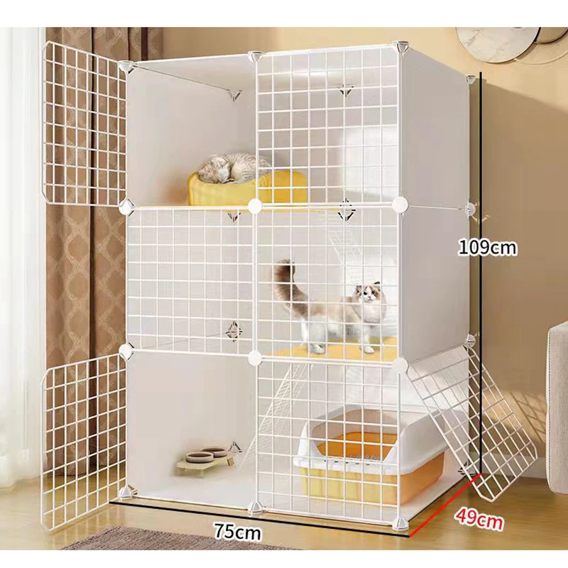 

Solid Metal Pattern Kennel Cat House Breathable Iron Plastic Adorable Outdoor DIY White Fashion Cage for Cats Cats Toilet CN;GUA