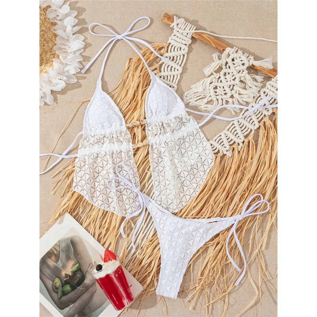 Sexy Neckholder-Tankini Mini-Micro-Thong-Bikini Damen-Badeanzug Zweiteiliger Bikini-Set Badebekleidung Badeanzug Schwimmen V7701 – Detail 3