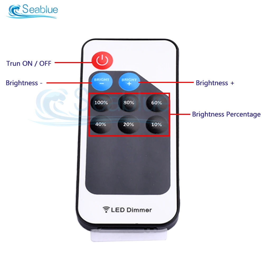 DC5V 12V 24V RF Wireless LED 3/9/11Key Remote Control Controller LED Dimming Controller for LED Light Bar Brightness Adjustment