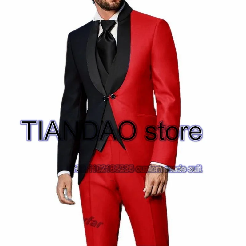 3 Piece Men\'s Suit Colorblock Wedding Groom Tuxedo Groomsman Jacket Set Formal Blazer Pants Vest conjuntos de chaqueta