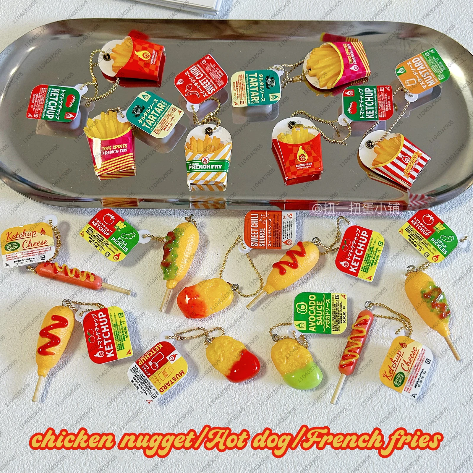 japanese-capsule-toy-dipping-sauce-hot-dog-chicken-nuggets-drumsticks-miniature-food-toy-gashapon-keychain-bag-charm-gifts