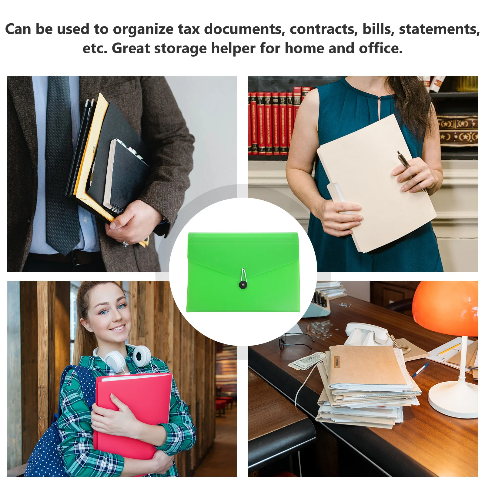 

Accordion File Folder Multi-Layer With Strap Fastener Portable Document Organizer For Office Home Small Expandable File Storage