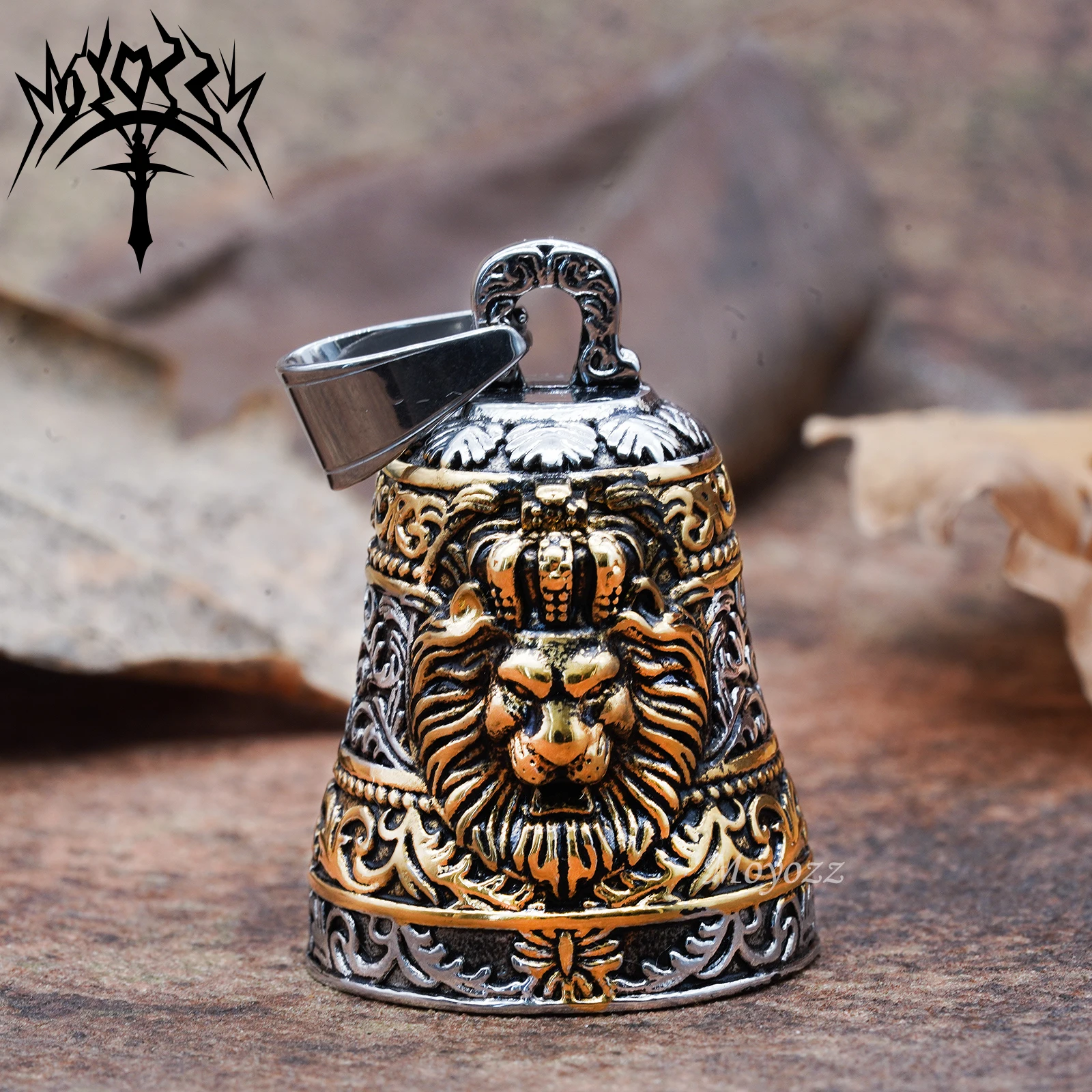 Colgador de campana para motociclista con cabeza de Rey León, compatible con Harley Luck Gremlin Ride, regalo para hombre, apto para ciclistas y colgador de campana gratis