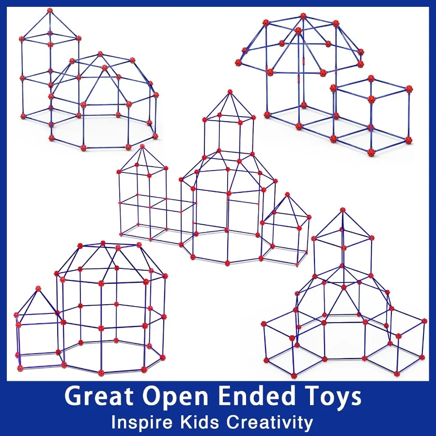 V-Opitos 180 Pack Kits de construction de fous pour l'âge 4 5 6 7 8 + ans jouets de construction créatifs pour bricolage châteaux Tunnels tente de jeu