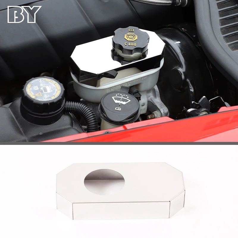 

For Chevrolet Corvette C6 2005-2013 Stainless steel Silver Car brake oil tank baffle cover Trim sticker Car Accessories