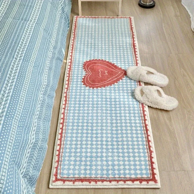 VIKAMA Love Long Carpet Girl Heart Bedroom Bed Non-Slip Cushion Soft Living Room Cloakroom Carpet Home Decoration