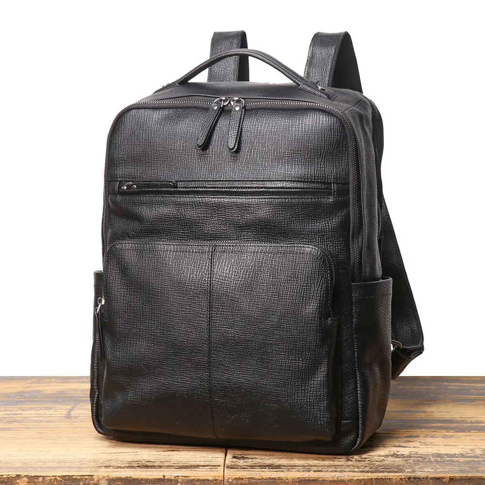 Nesitu 高品質 A4 黒牛革トップグレイン本革 15.6 14 ''ラップトップ女性男性バックパックトラベルバッグ M1310