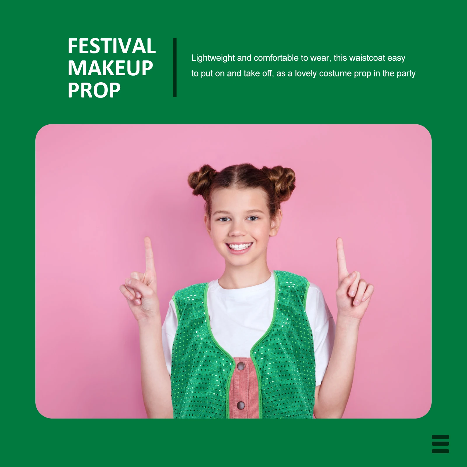 Colete cosplay irlandês infantil, delicado, lantejoulas verdes, design de moda, leve, confortável, festa, foto, palco