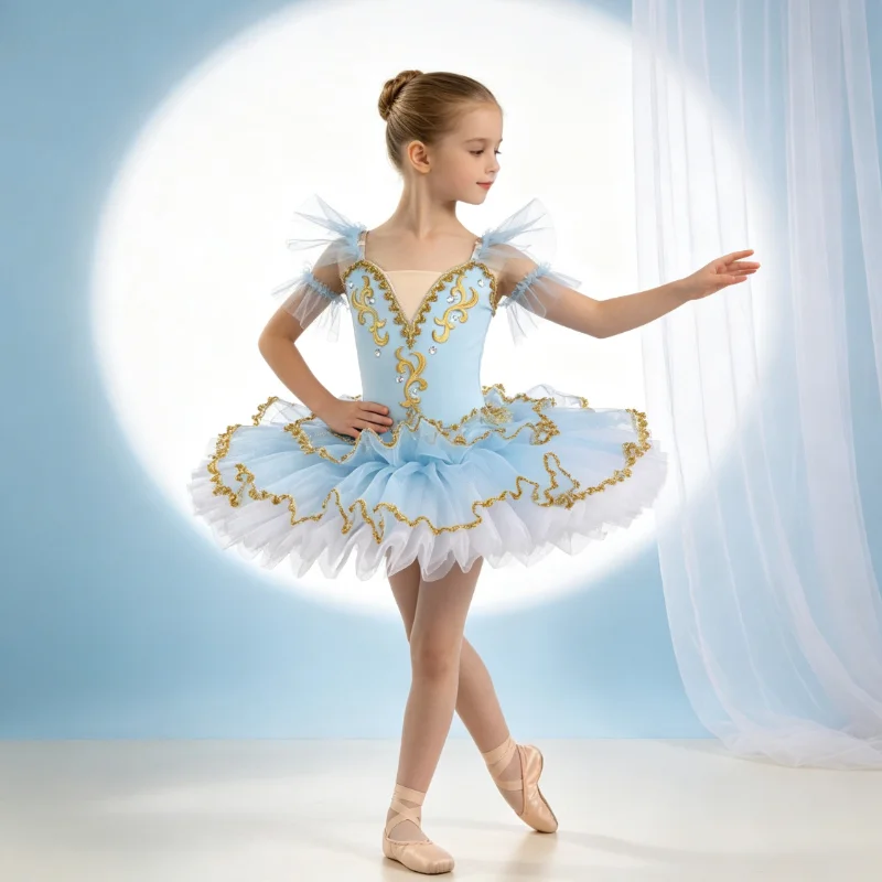 luxury-v-neck-ballet-tutu-outfit-gold-scroll-embroidery-crystal-ornament-layered-tulle-skirt-for-dance-competition-performance