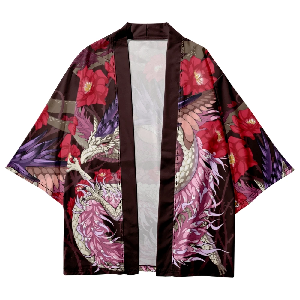 Traditional Japanese Samurai Anime Streetwear Cardigan Yukata Cartoon Print Cosplay Kimono Clothing Women Men Haori