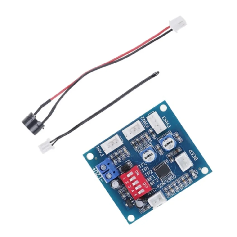 12V 3-Channel Temperature Controller for PC For CPU Case Fans Supports 12V Fans Up to 5A Per Channel and Alarm