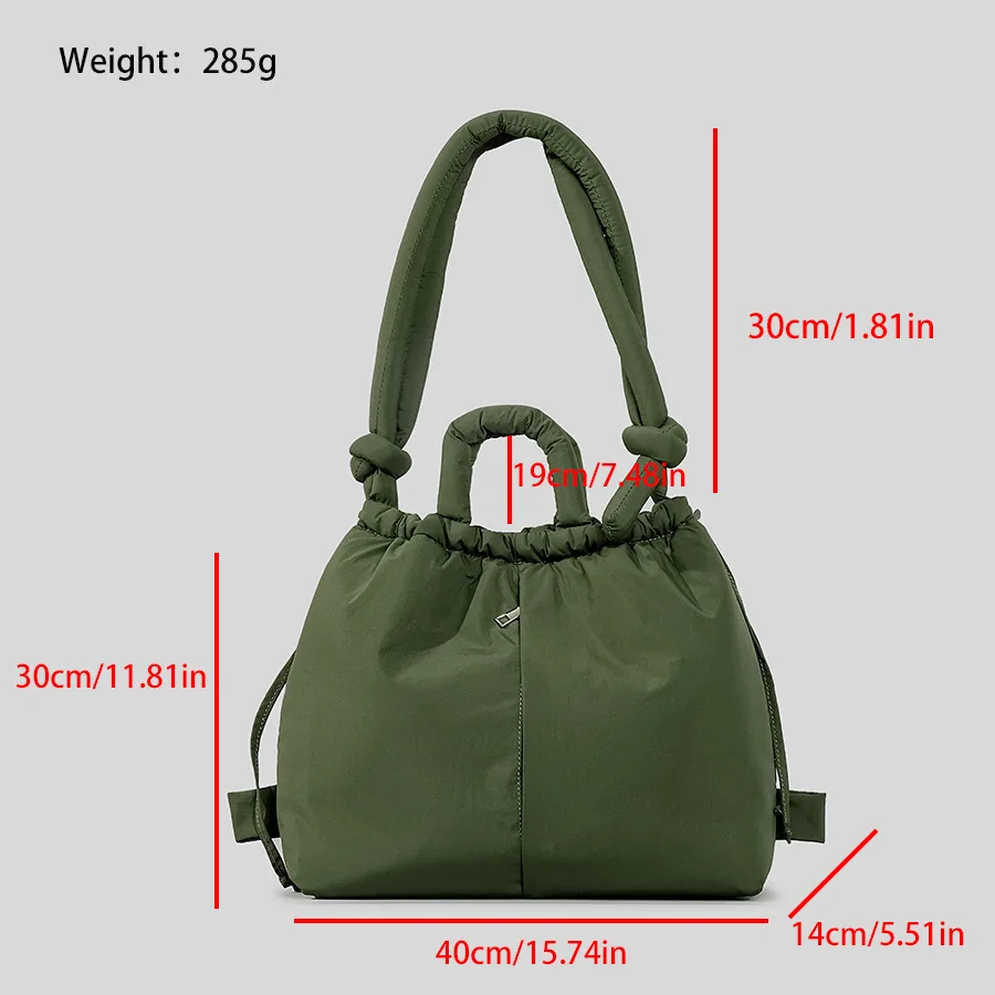 Casual Padded Tote Bags Nylon Handbags Quilted Women Shoulder Bag Cotton Backpack Drawstring Tote Bags for Women Shopper Clutch