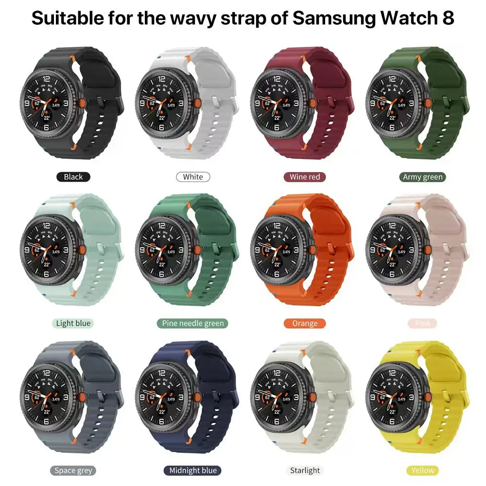 xDfind Wavy Grain Stitched Silicone Watch Band For Samsung Galaxy Watch8 Classic 43mm / Watch8 44mm / 40mm